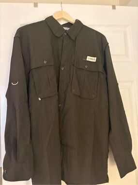 Magnolia Olive Green Men's Casual Button-Down Shirt